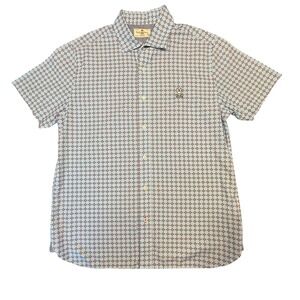 Psycho‎ Bunny Men's Medium Short Sleeve Geometric Print Button Shirt B6Q827J1PC